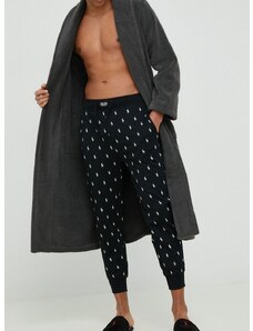 Pamučni donji dio pidžame Polo Ralph Lauren boja: crna, s uzorkom