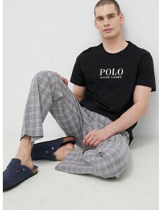 Pamučna pidžama kratkih rukava Polo Ralph Lauren boja: crna, s tiskom