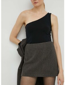 Suknja s primjesom vune Herskind boja: smeđa, mini, ravna