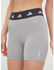 Kratke hlače za trening adidas Performance Techfit za žene, boja: siva, s tiskom, visoki struk