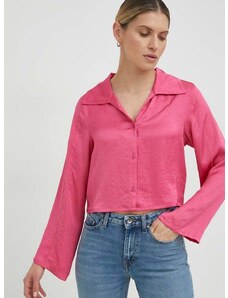 Košulja American Vintage za žene, boja: ružičasta, regular, s klasičnim ovratnikom