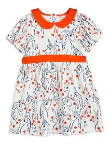 Dječja haljina Mini Rodini boja: bijela, mini, širi se prema dolje