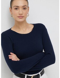 Pamučni pulover United Colors of Benetton za žene, boja: tamno plava, lagani