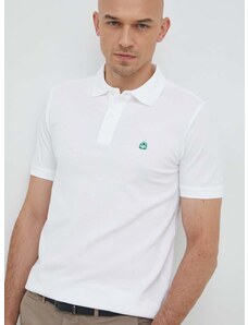 Pamučna polo majica United Colors of Benetton boja: bijela, jednobojni model