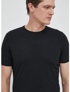 Pamučna majica Sisley boja: crna, jednobojni model