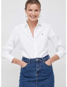 Pamučna košulja Polo Ralph Lauren za žene, boja: bijela, regular, s klasičnim ovratnikom