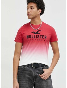Pamučna majica Hollister Co. boja: crvena, s uzorkom