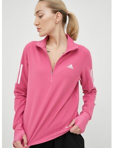 Dukserica za trčanje adidas Performance Own the Run za žene, boja: ružičasta, s tiskom