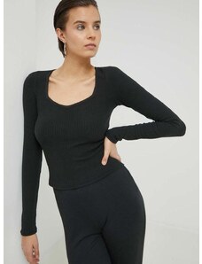 Majica dugih rukava Hollister Co. za žene, boja: crna
