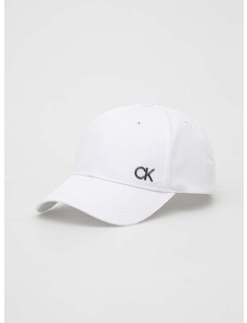 Pamučna kapa sa šiltom Calvin Klein boja: bijela, glatka