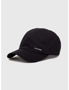 Pamučna kapa sa šiltom Calvin Klein boja: crna, glatka