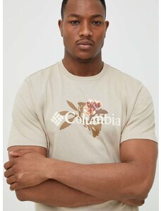 Majica kratkih rukava Columbia za muškarce, boja: bež, s aplikacijom
