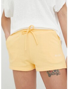 Kratke hlače Roxy za žene, boja: žuta, glatki materijal, srednje visoki struk