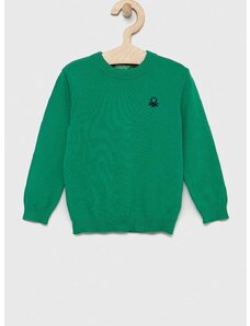 Dječji pamučni pulover United Colors of Benetton boja: zelena, lagani