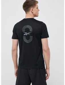 Majica kratkih rukava za trčanje Reebok boja: crna, s tiskom