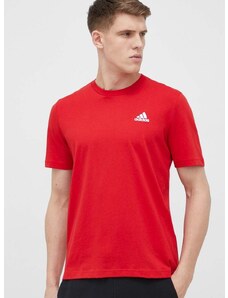 Pamučna majica adidas boja: crvena, glatki model
