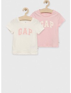 Dječja pamučna majica kratkih rukava GAP 2-pack boja: ružičasta