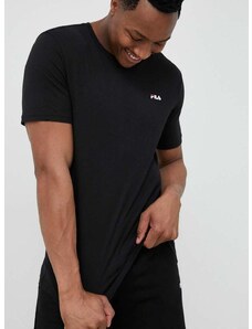 Pamučna majica Fila 2-pack boja: crna, glatki model