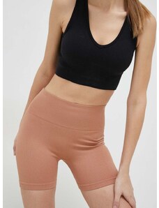 Kratke hlače za jogu Roxy Chill Out boja: smeđa, glatki materijal, visoki struk