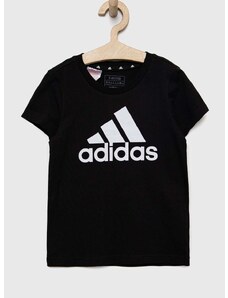 Dječja pamučna majica kratkih rukava adidas G BL boja: crna