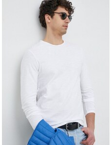 Pamučna majica dugih rukava United Colors of Benetton boja: bijela, glatki model