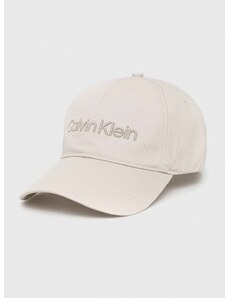 Pamučna kapa sa šiltom Calvin Klein boja: siva, s aplikacijom