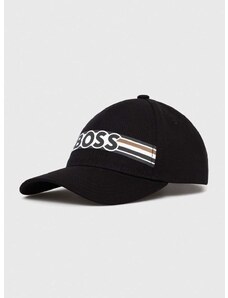 Pamučna kapa sa šiltom BOSS boja: crna, s tiskom