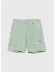 Dječje pamučne kratke hlače Fila boja: zelena, s aplikacijom, podesivi struk
