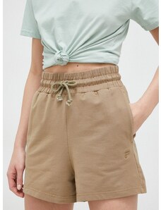 Kratke hlače Fila za žene, boja: smeđa, glatki materijal, visoki struk