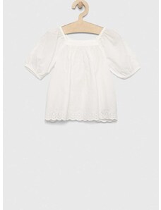 Dječja pamučna bluza GAP boja: bijela, glatka