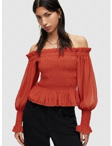 Bluza AllSaints za žene, boja: crvena, glatka