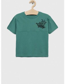Dječja pamučna majica kratkih rukava Sisley boja: zelena, s tiskom