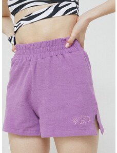 Pamučne kratke hlače Billabong boja: ljubičasta, glatki materijal, visoki struk