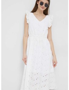 Pamučna haljina PS Paul Smith boja: bijela, mini, širi se prema dolje