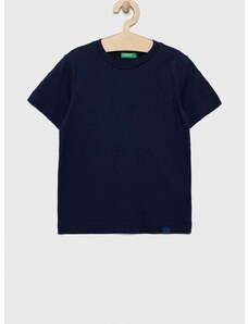 Dječja pamučna majica kratkih rukava United Colors of Benetton boja: tamno plava, glatki model