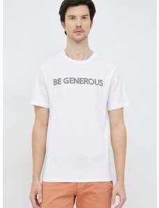 Pamučna majica United Colors of Benetton boja: bijela, s uzorkom