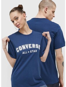 Pamučna majica Converse boja: tamno plava, s tiskom