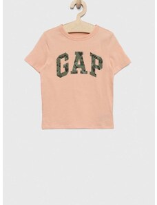 Dječja pamučna majica kratkih rukava GAP boja: narančasta, s tiskom