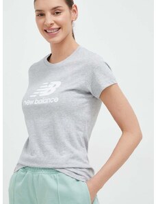 Pamučna majica New Balance boja: siva