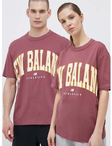 Pamučna majica New Balance boja: ružičasta, s tiskom