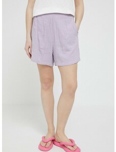 Pamučne kratke hlače Roxy boja: ružičasta, glatki materijal, srednje visoki struk