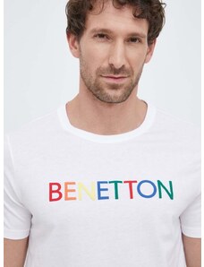 Pamučna majica United Colors of Benetton boja: bijela, s tiskom