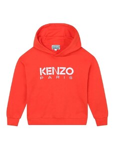 Dječja pamučna dukserica Kenzo Kids boja: crvena, s kapuljačom, s tiskom