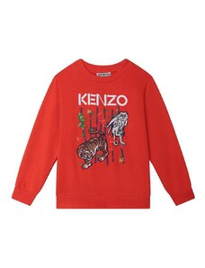 Dječja pamučna dukserica Kenzo Kids boja: crvena, s tiskom
