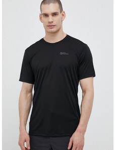 Sportska majica kratkih rukava Jack Wolfskin Tech boja: crna, glatki model, 1807072