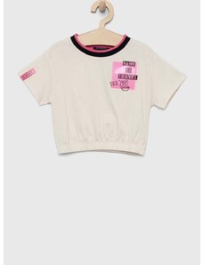 Dječja pamučna majica kratkih rukava Sisley boja: bež