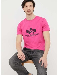 Pamučna majica Alpha Industries boja: ružičasta, s tiskom