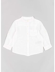 Dječja košulja s dodatkom lana zippy boja: bijela