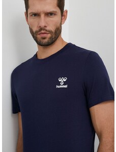Pamučna majica Hummel boja: tamno plava, s aplikacijom