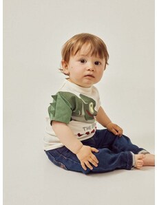 Dječja pamučna majica kratkih rukava zippy boja: bež, s tiskom